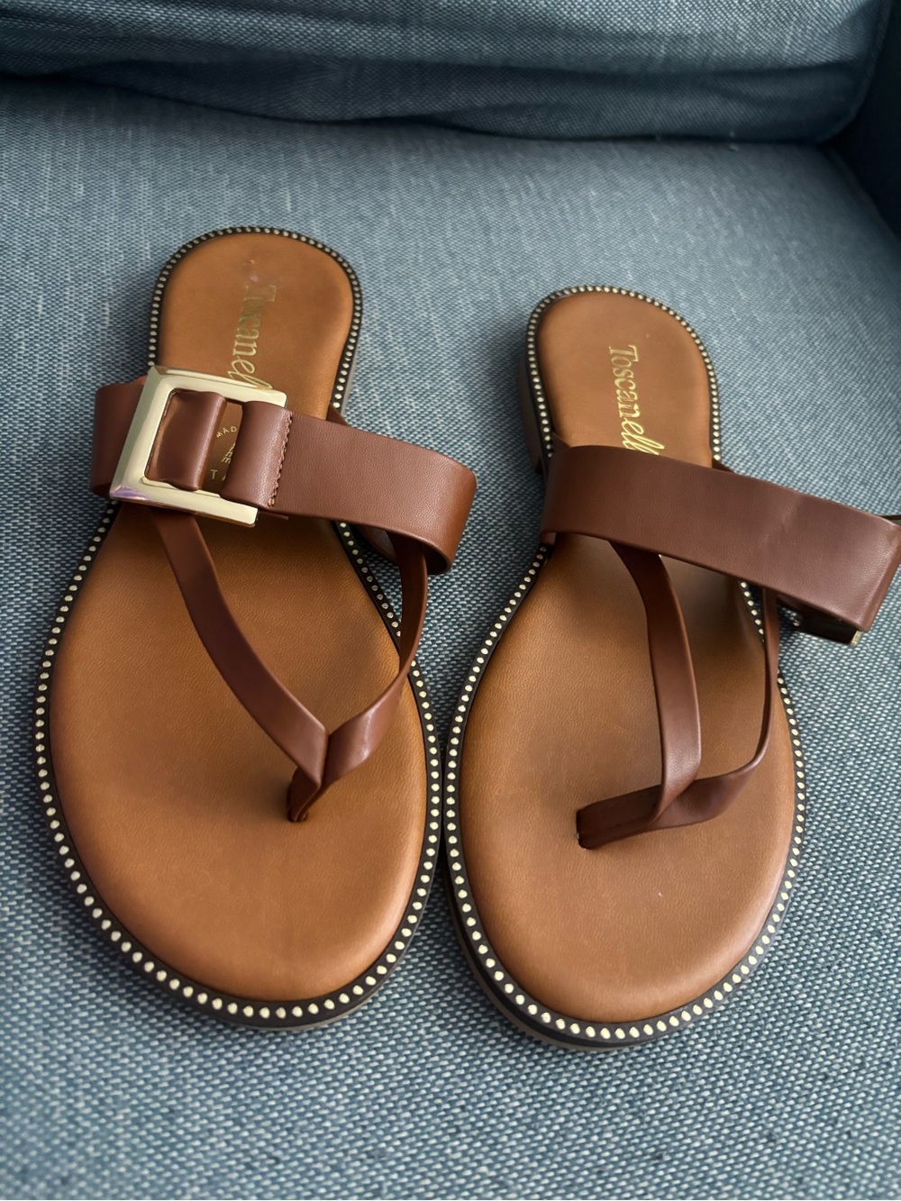 Madden Girl Brown Wide-Strap Slide Sandals